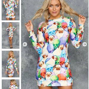 Blackmilk Pugs and Skulls Sweater Dress